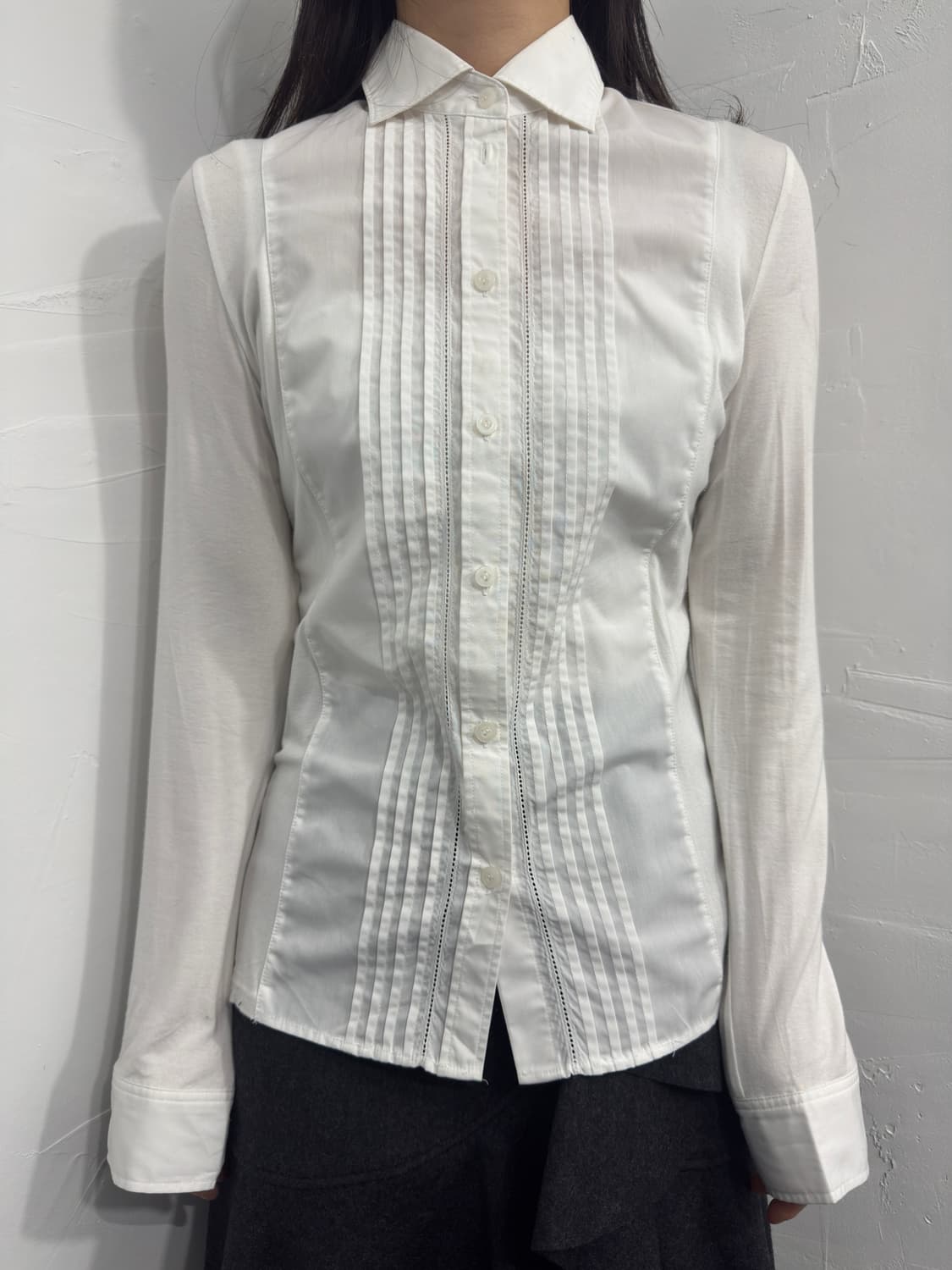 lautreamont white pintuck detail shirt 상품이미지1