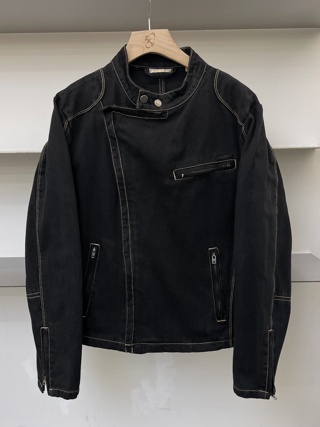 Dkny jeans 코튼 스티치 바이커 자켓 상품이미지3