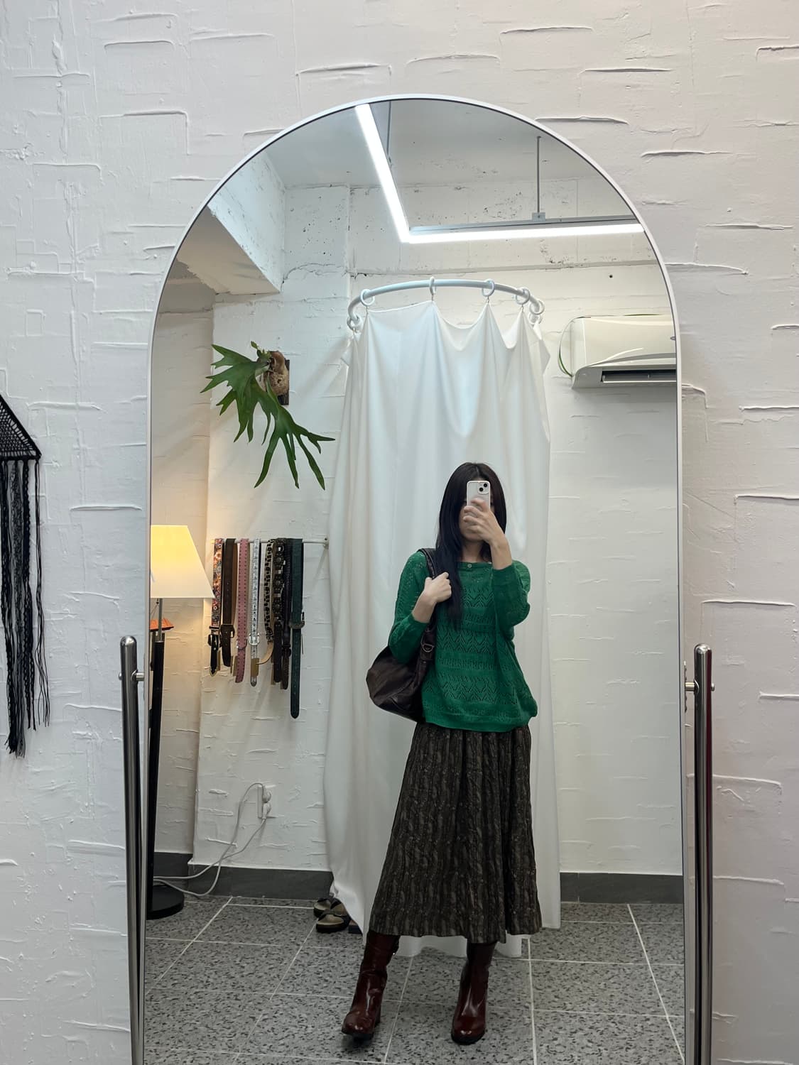 Neck button green knit 상품이미지5