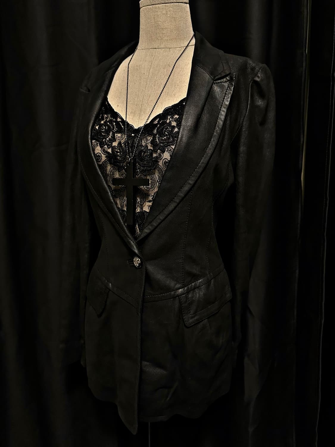 Goth leather jacket sleeve set.. 상품이미지1