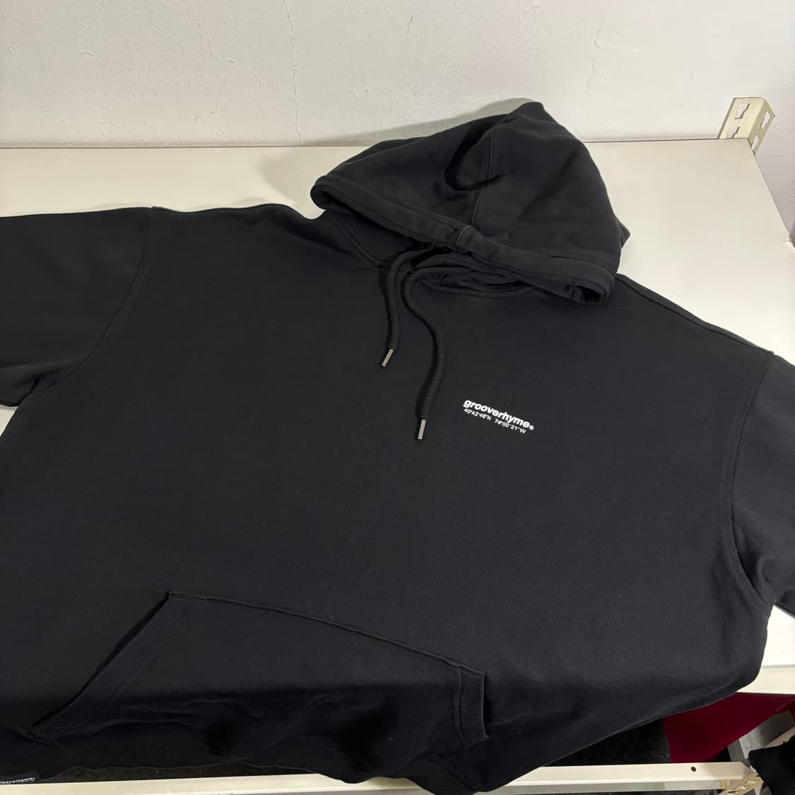 XL 그루브라임 블랙 오버핏 면 후드티 상품이미지2