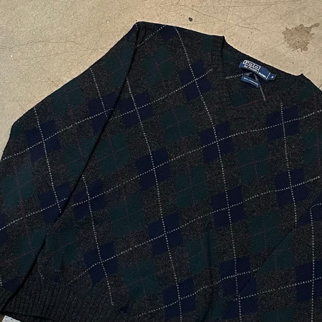 M 폴로랄프로렌 100% 램스울 아가일 브이넥 니트 상품이미지1