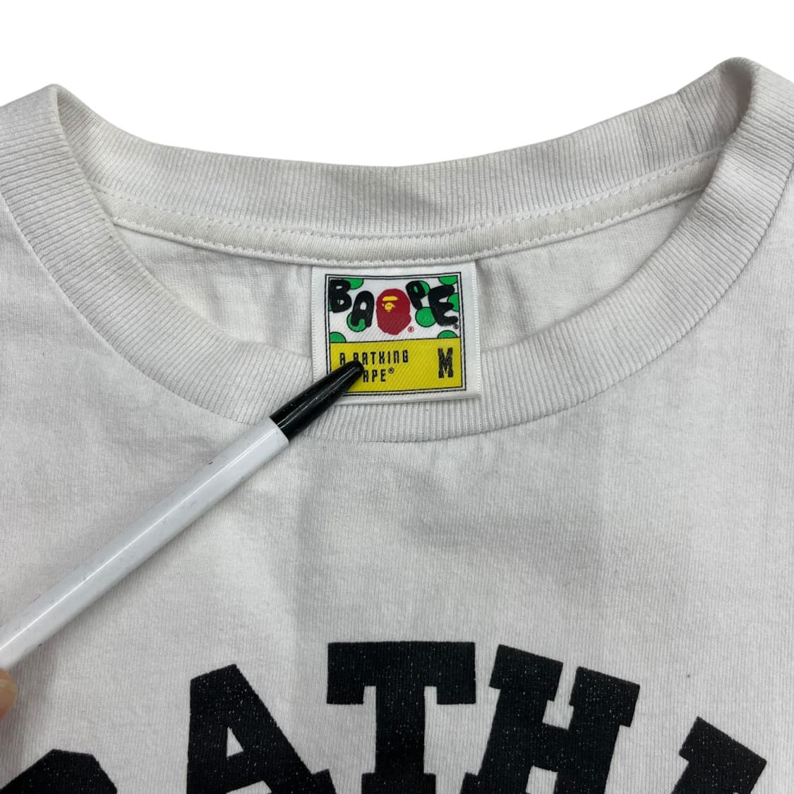 베이프 블루 사루 프린팅 화이트 반팔 M 상품이미지5