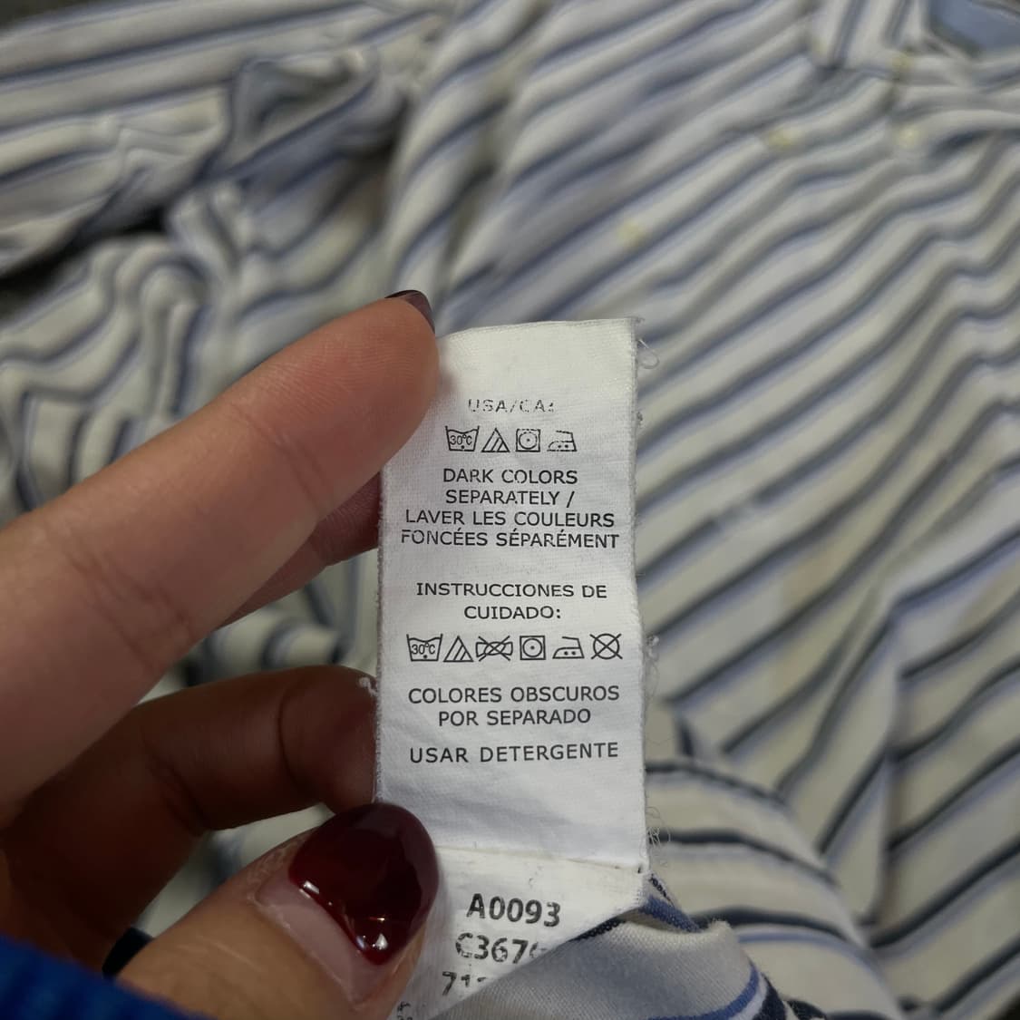 챕스 블루 화이트 스트라이프 원포켓 긴팔 셔츠 2XL 상품이미지6