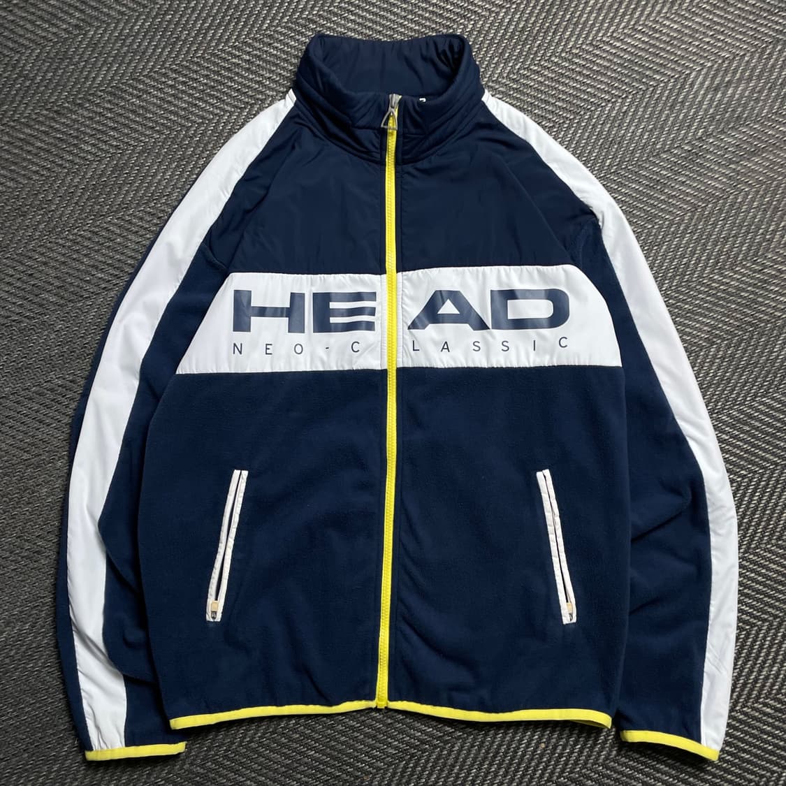 HEAD 헤드 빅로고 플리스 옐로우 집업 자켓 네이비o 6139 상품이미지1