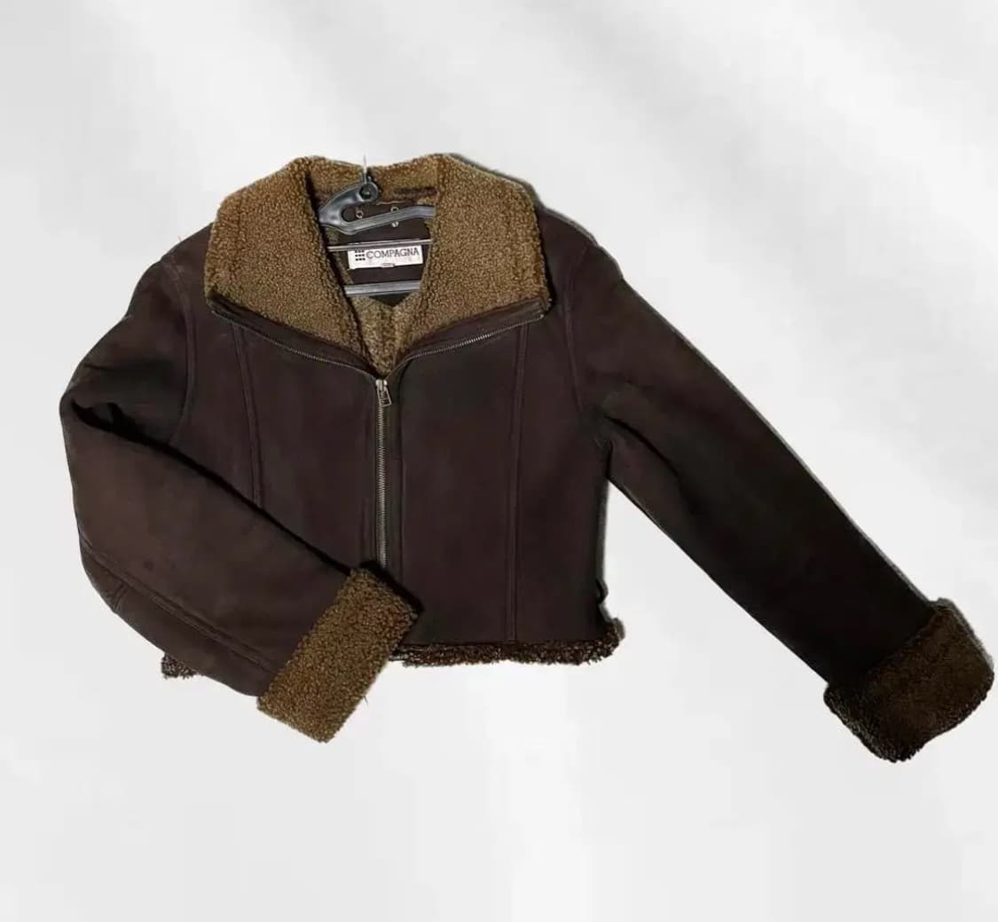 빈티지 브라운 크롭 무스탕 상품이미지1