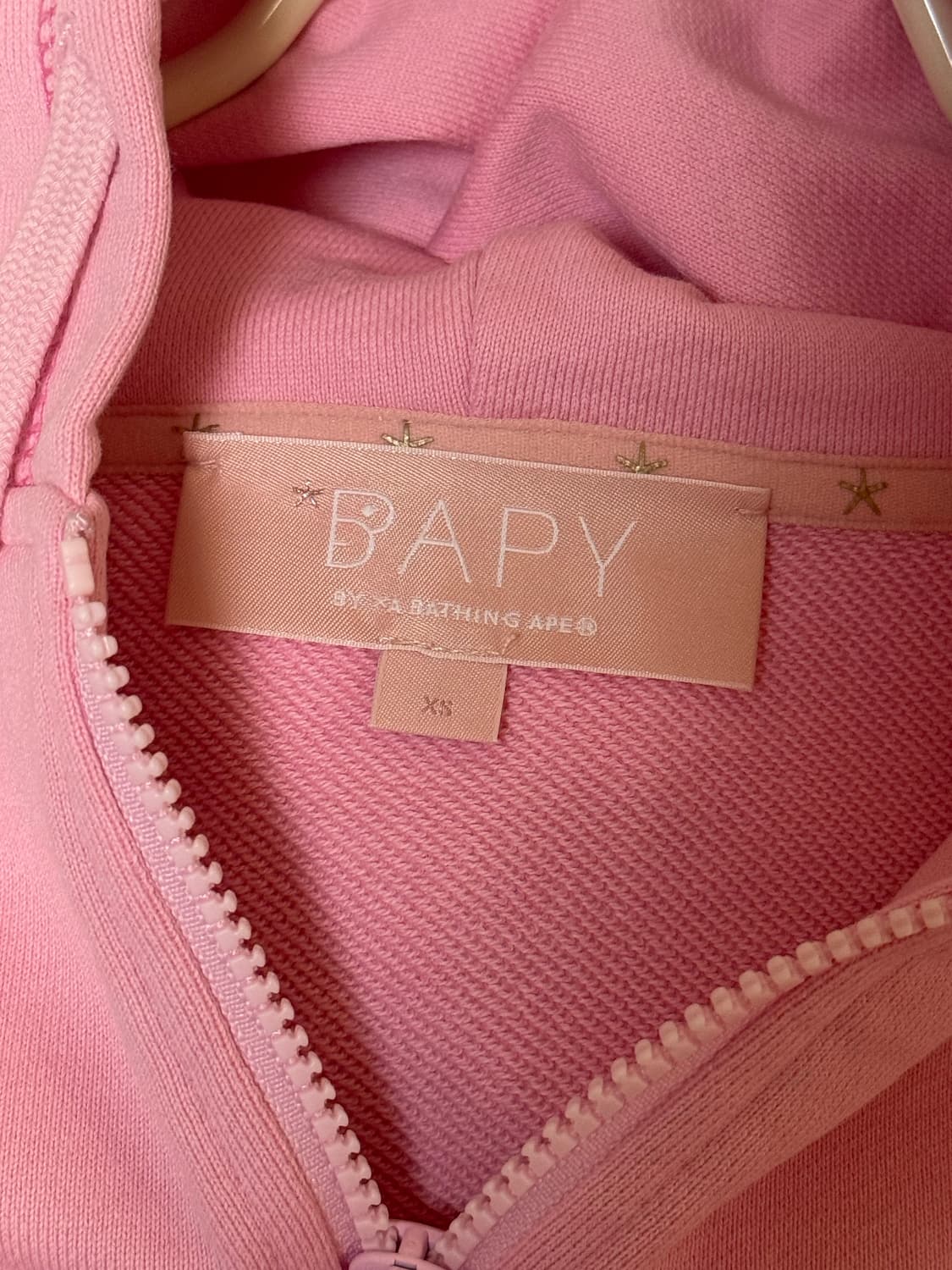 베이프 베이피 BAPY 여성용 핑크 그라데이션 크롭 후드집업 상품이미지3