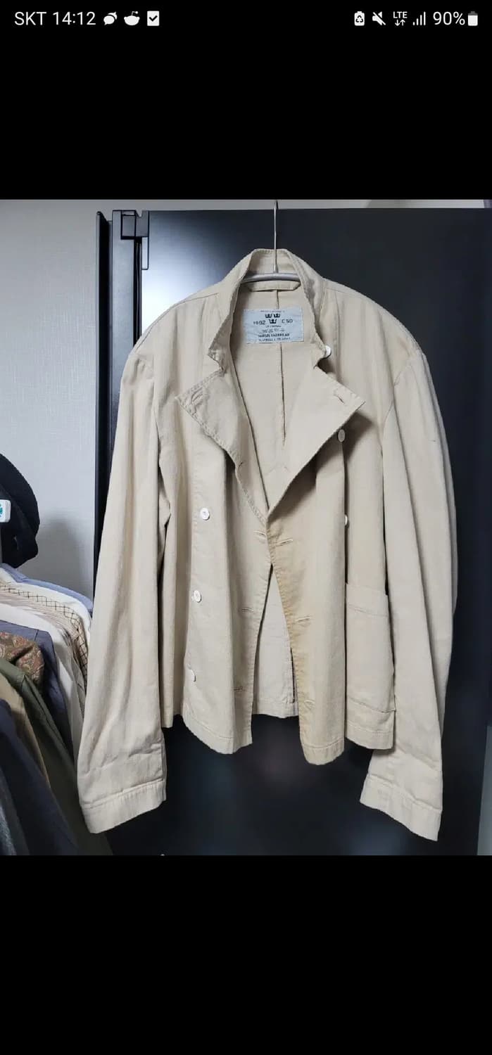 [착샷] 90년대 빈티지 스웨덴군 몰스킨 더블브레스티드 셰프자켓 쿡자켓 상품이미지1