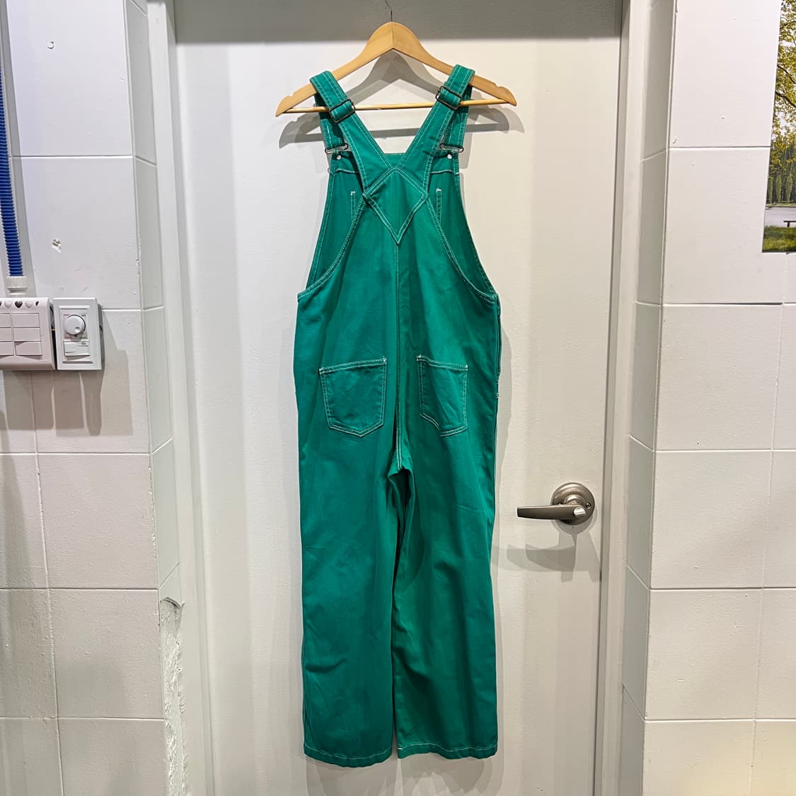 [M] 재팬빈티지 데님 오버롤 멜빵바지 그린 상품이미지2