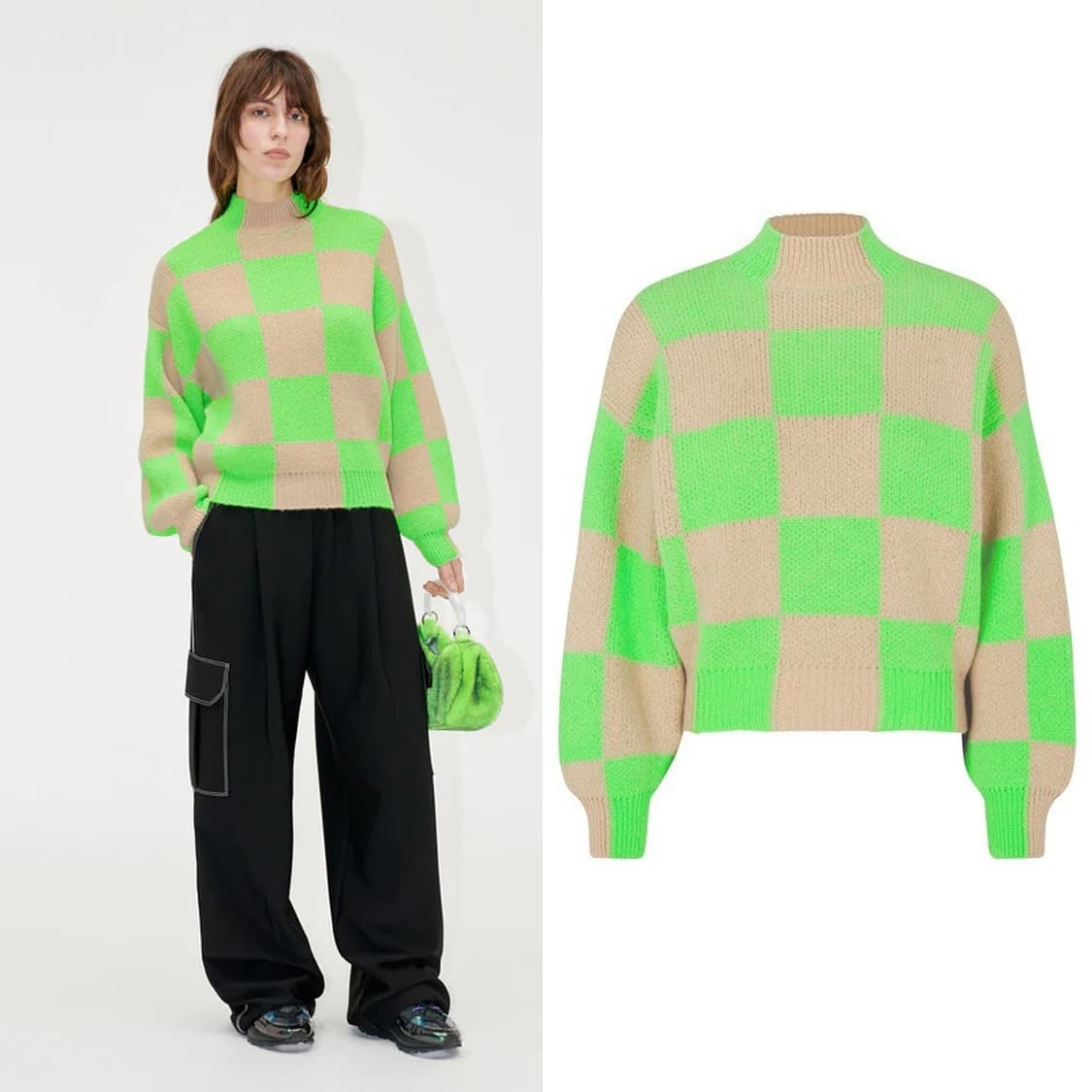 스타인 고야 23 체크 니트 스웨터 상품이미지3