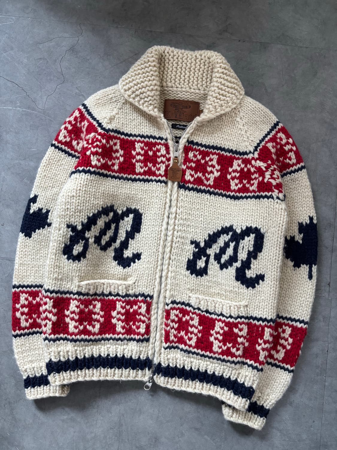 Kanata 카나타 x 말본 아이보리 노르딕패턴 울 카라 집업 상품이미지2