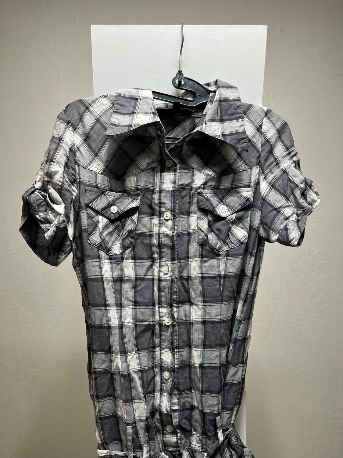 빈티지 무채색 체크 캉캉 원피스 상품이미지2