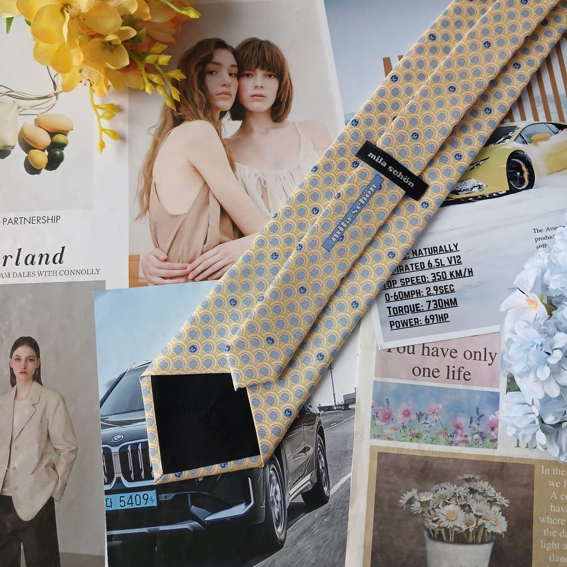 밀라 숀 실크올오버 로고 패턴 넥타이 9.6cm A+등급 a19507 상품이미지4