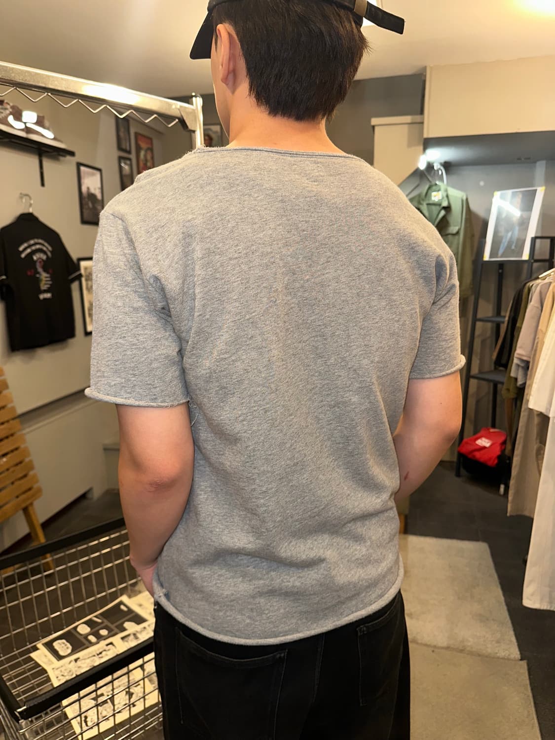 Grn Pocket cutting detail cotton T-shirt 상품이미지7