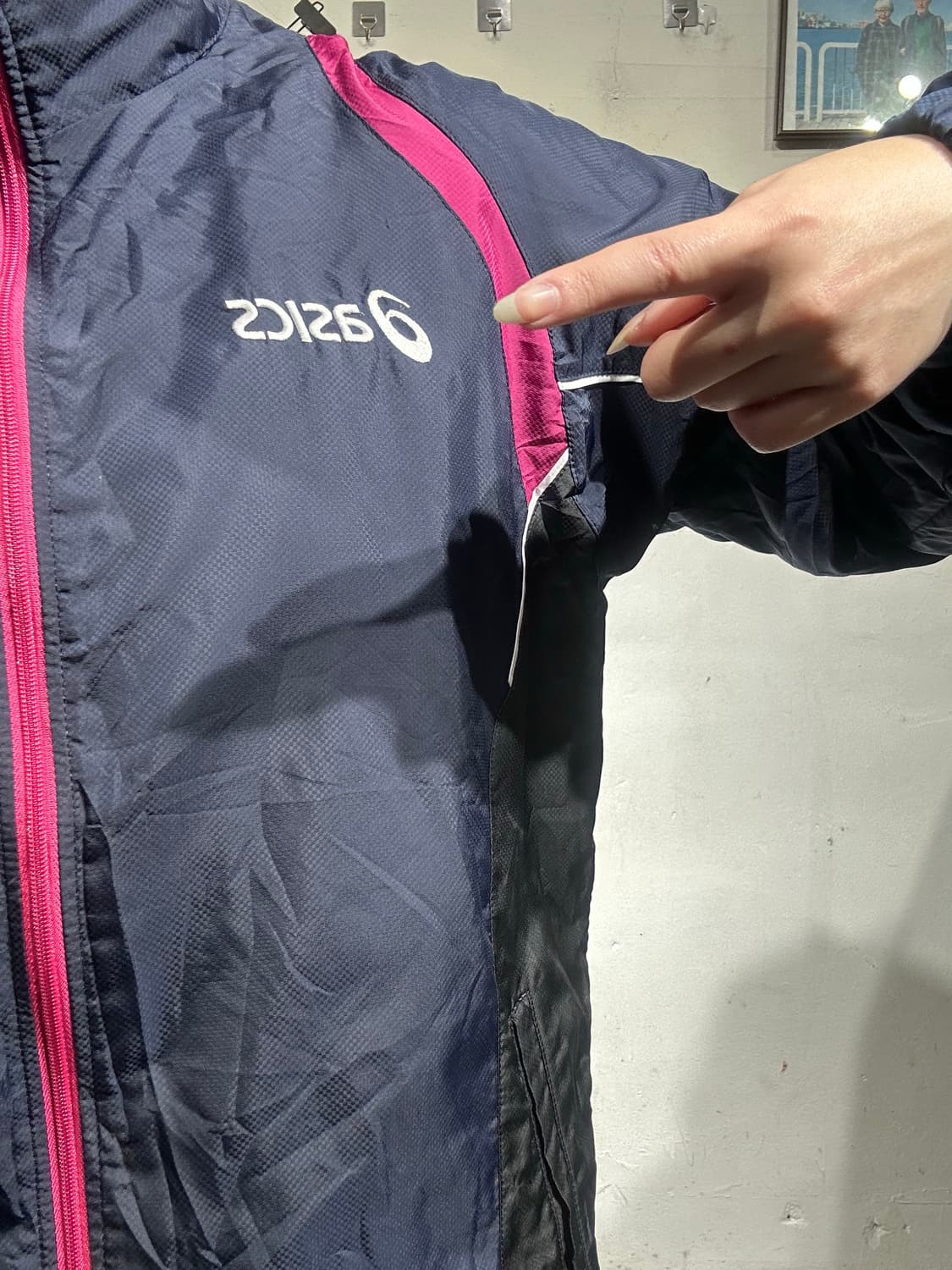 아식스 네이비 핑크 트랙탑 져지 M 상품이미지4