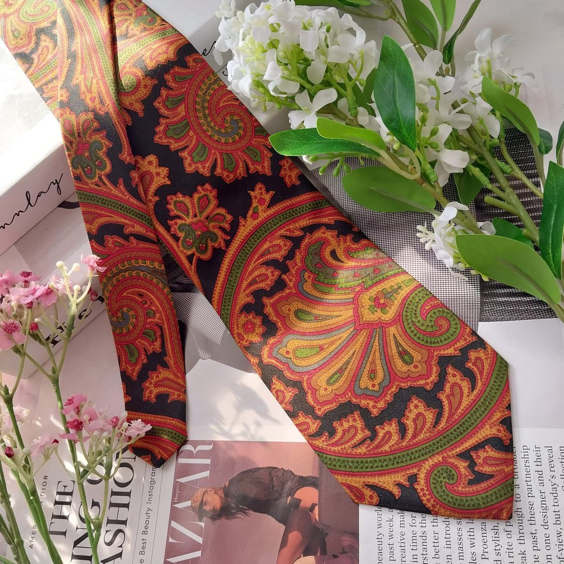 아쿠아스큐텀 실크 블랙 페이즐리 넥타이 9.5cm A+등급 K1521
 상품이미지3