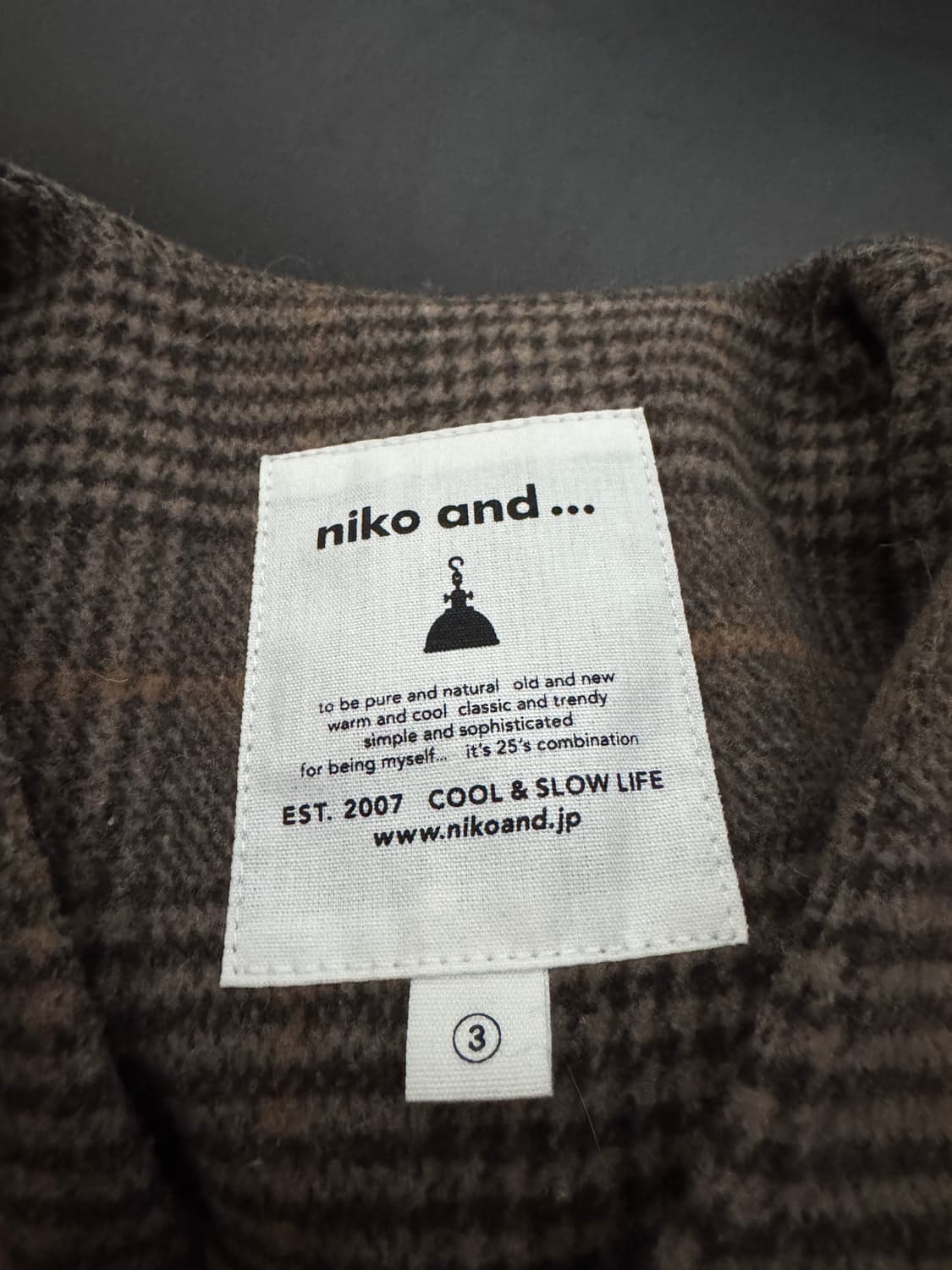 여성 니코앤드 벨티드 미니멀 체크 코트 일본빈티지 브라운 상품이미지3