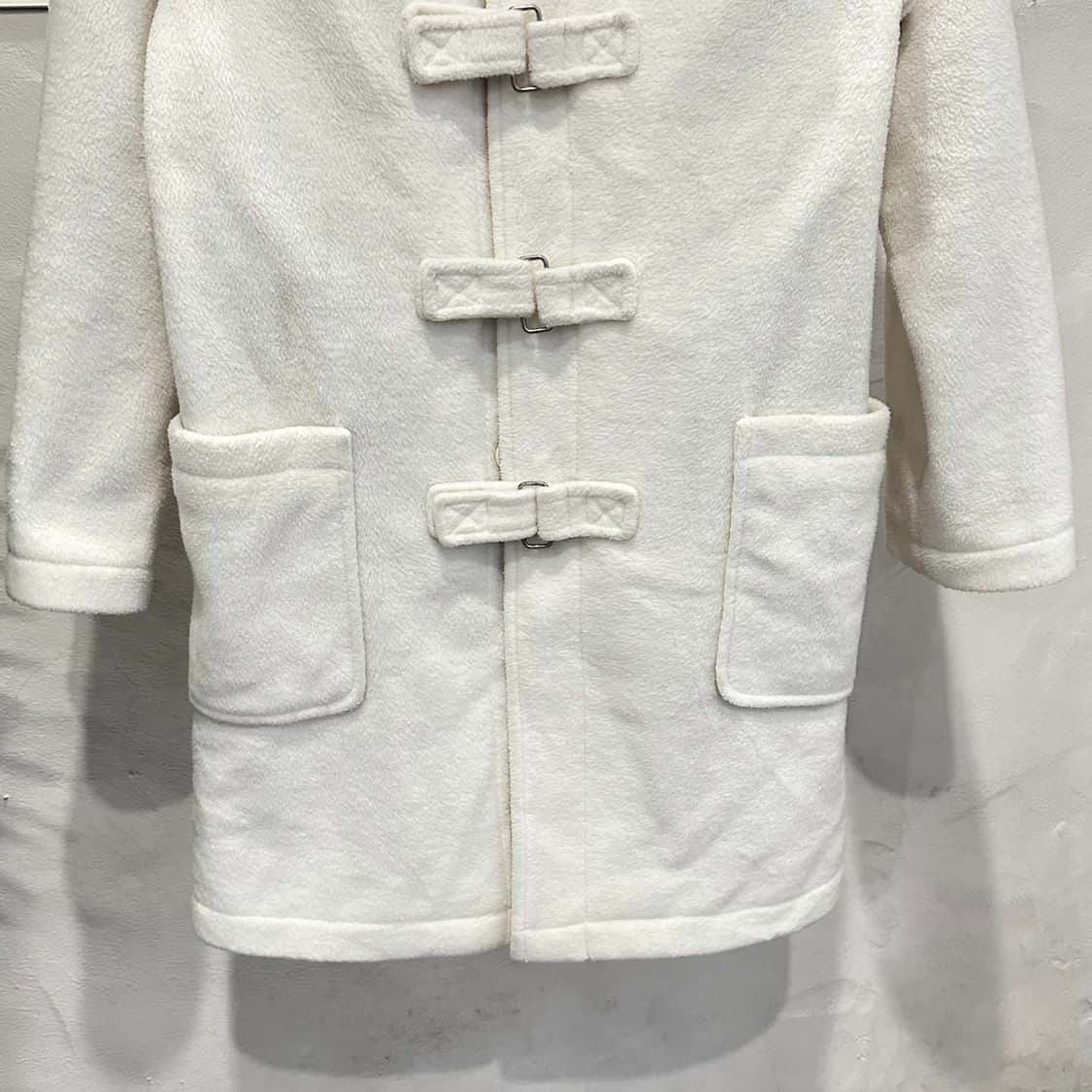 JPN VINTAGE 후드 롱코트 투포켓 벨크로 디테일 화이트 상품이미지5