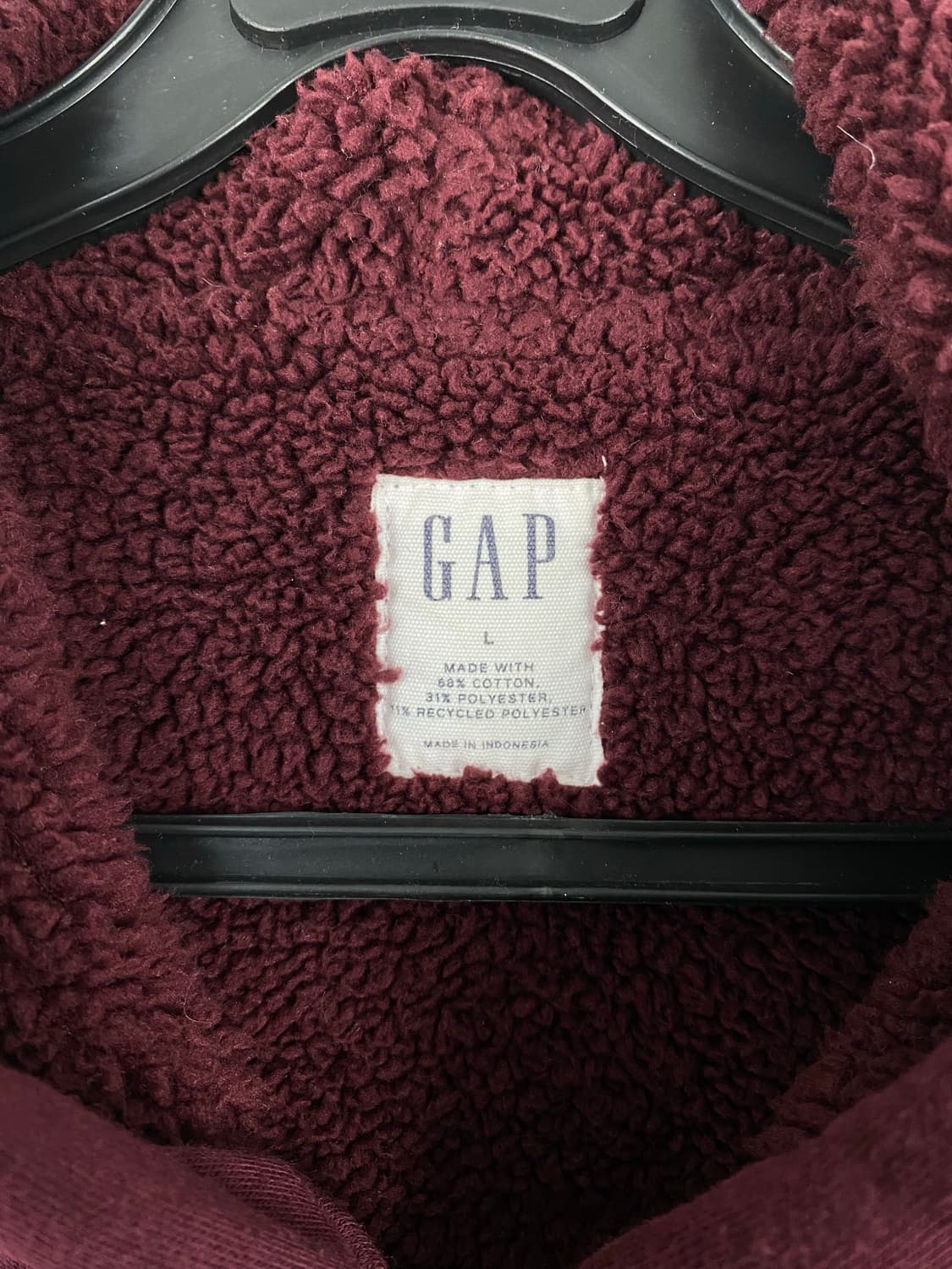 GAP 갭 버건디 보아털 쉐르피 후드집업 L 상품이미지4