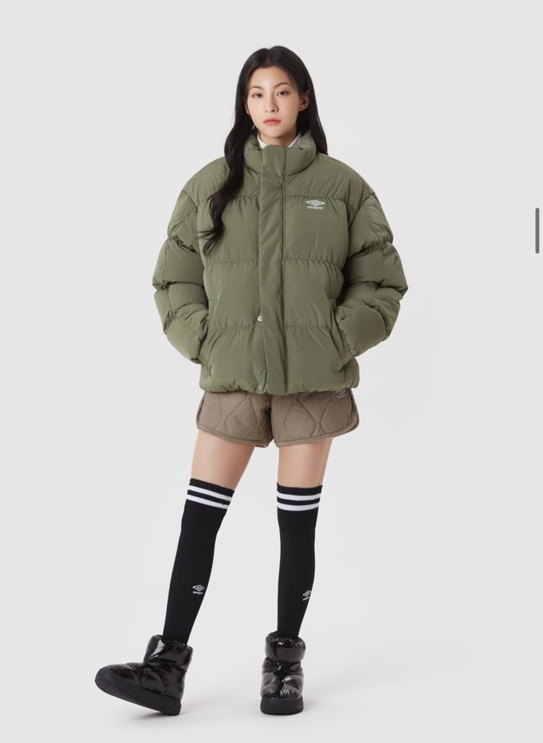 엄브로 나일론 메탈 스탠넥 구스다운 자켓 블랙 패딩 상품이미지4