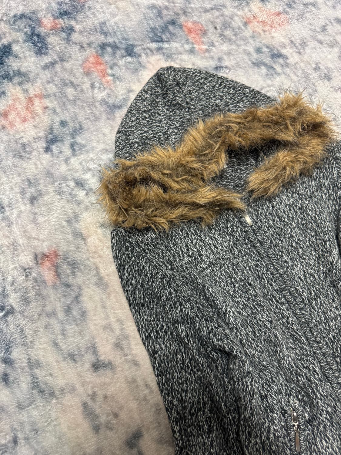 Colza trimming fur knit hoodie  상품이미지3