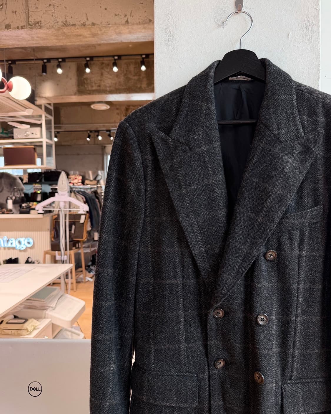 돌체앤가바나 차콜 체크 더블 브레스티드 블레이저 자켓  상품이미지4