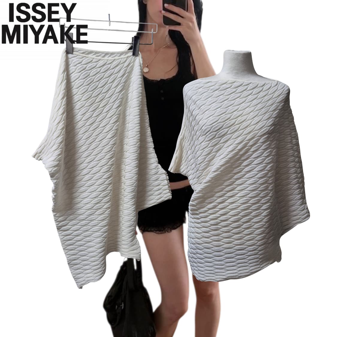 ISSEY MIYAKE off White wrinkle knit top 상품이미지1