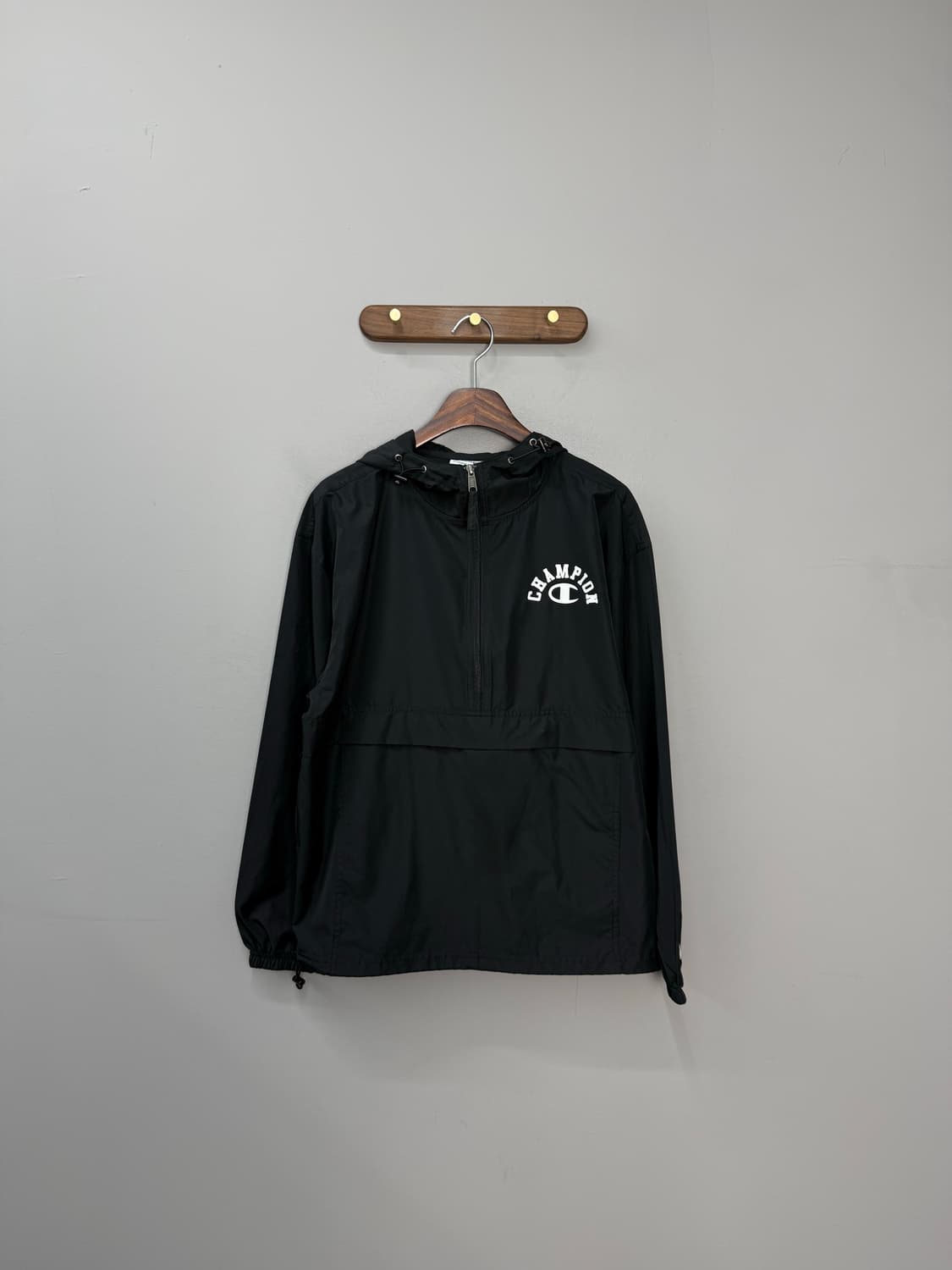 챔피온 아치 로고 빅프린팅 블랙 풀오버 아노락 자켓 H1428 상품이미지2