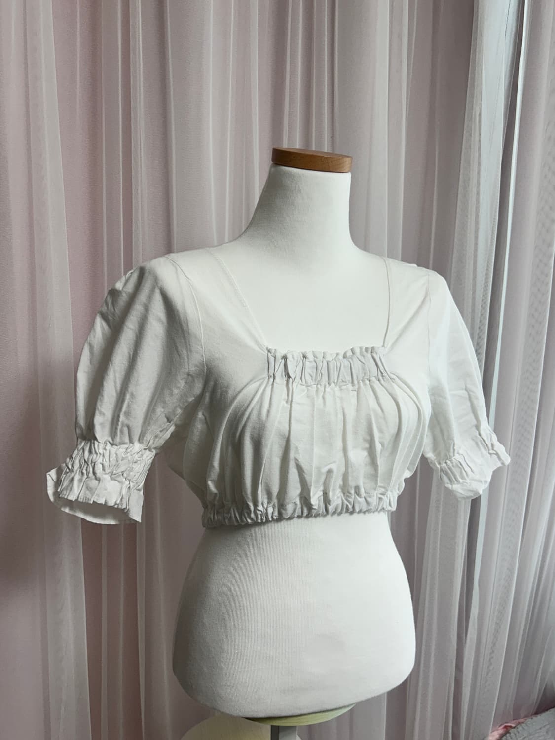 White cropped blouse top 화이트 크롭 블라우스 탑 상품이미지2