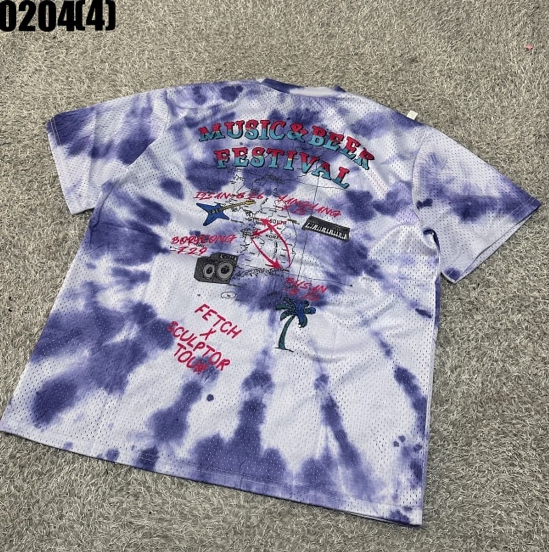 [L] 스컬프터 그래픽 타이다이 메쉬 퍼플 반팔 티셔츠 0204(4) 상품이미지5