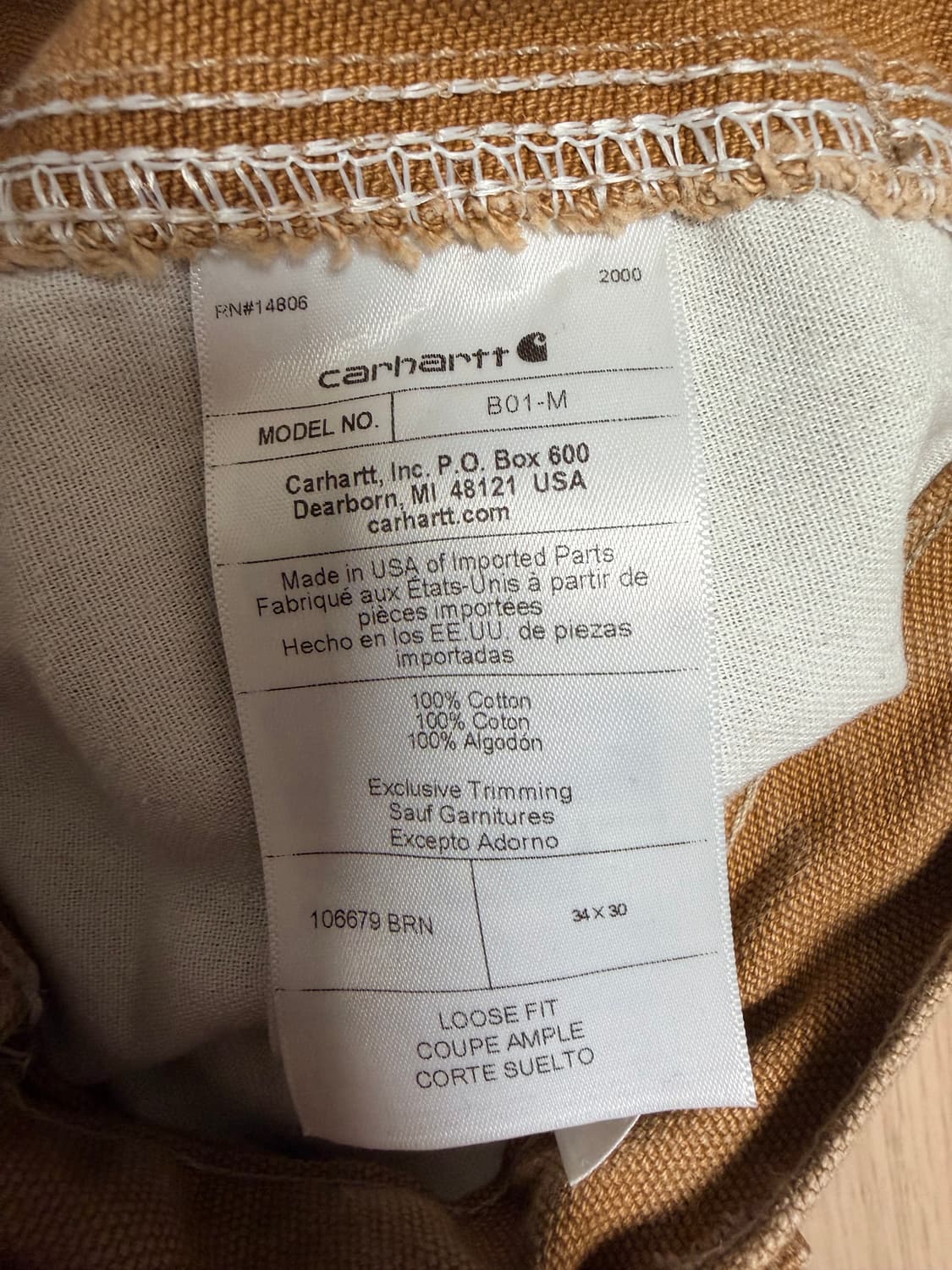 [34x30] 칼하트 B01 더블니 워크팬츠 상품이미지6