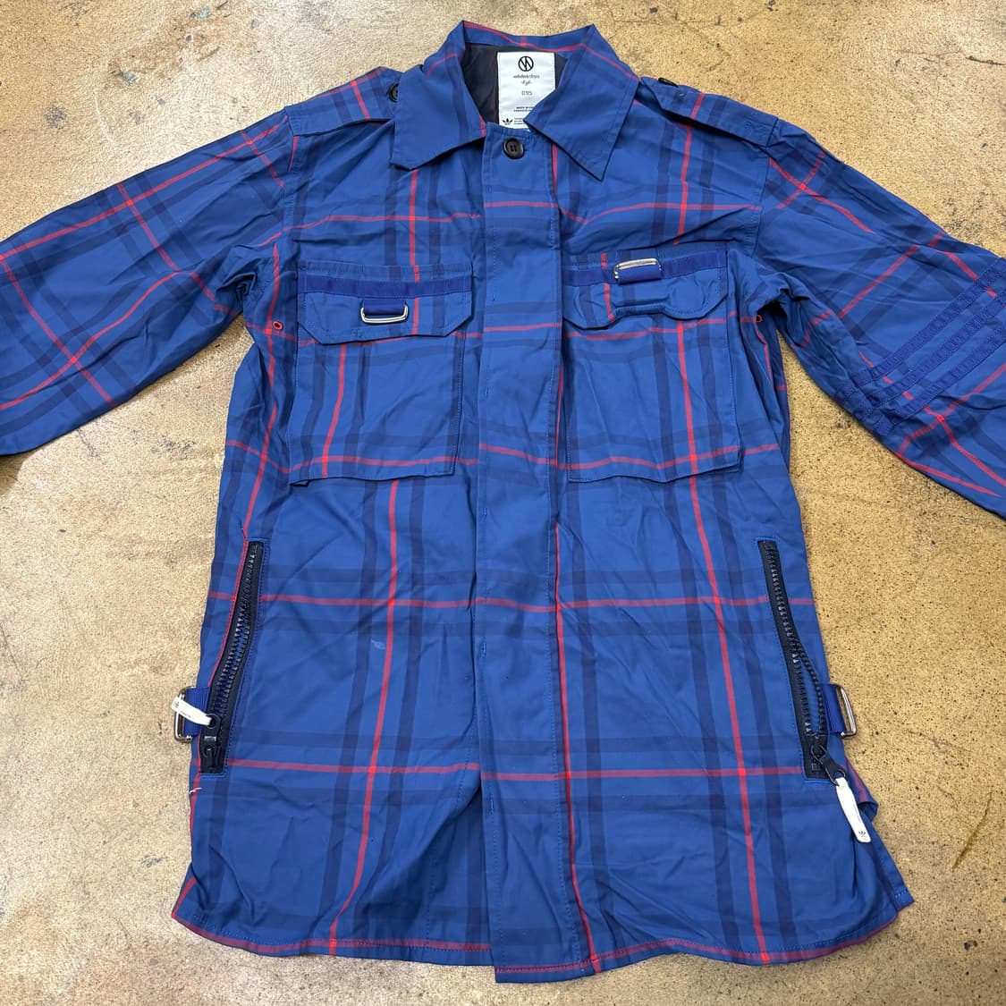 [정품/95] 아디다스 x 카즈키 쿠라이시 체크 패턴 블루 자켓 b17 상품이미지3