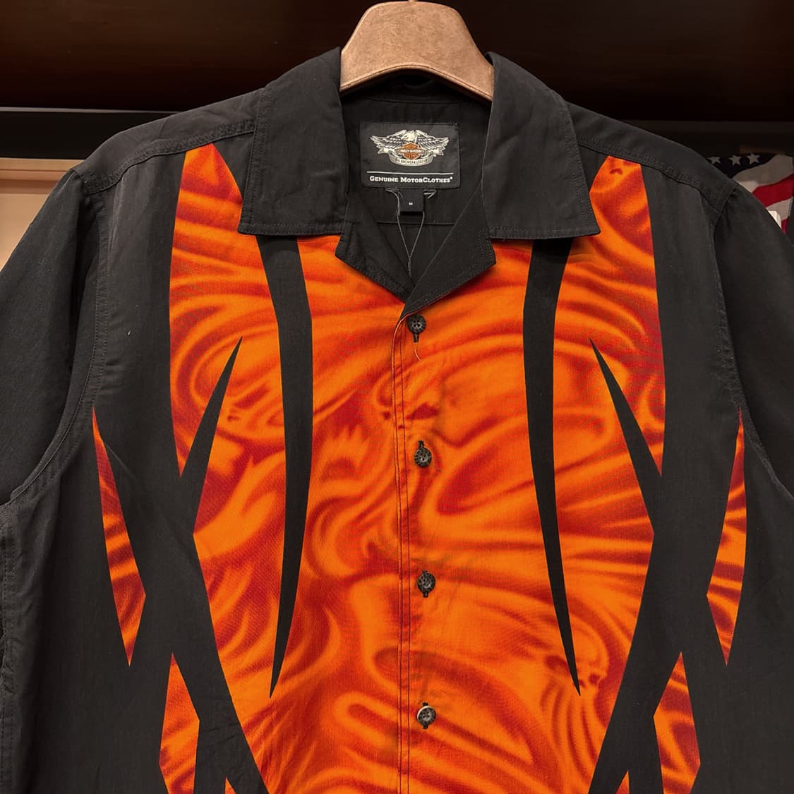 할리데이비슨 플레임 스컬 그래픽 하프 바이커 셔츠 N1075 상품이미지3