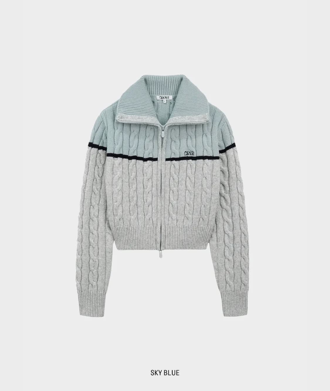 그로브 재이 니트집업 스카이블루 니트 가디건 상품이미지1
