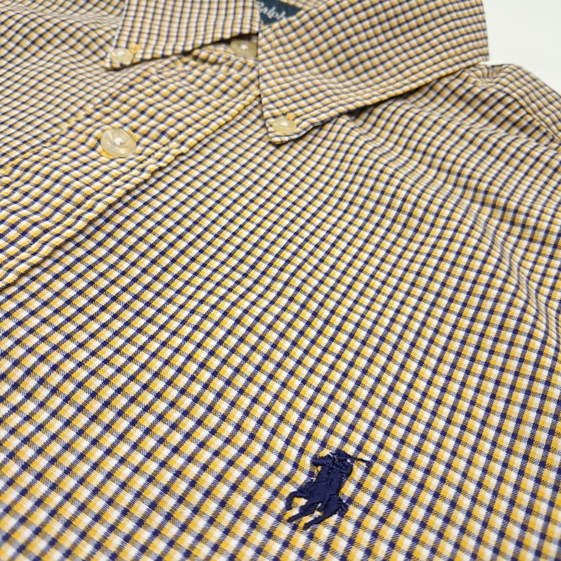 CK045 M 폴로 90s 옐로우네이비 마이크로체크 반팔 셔츠 남방 상품이미지4