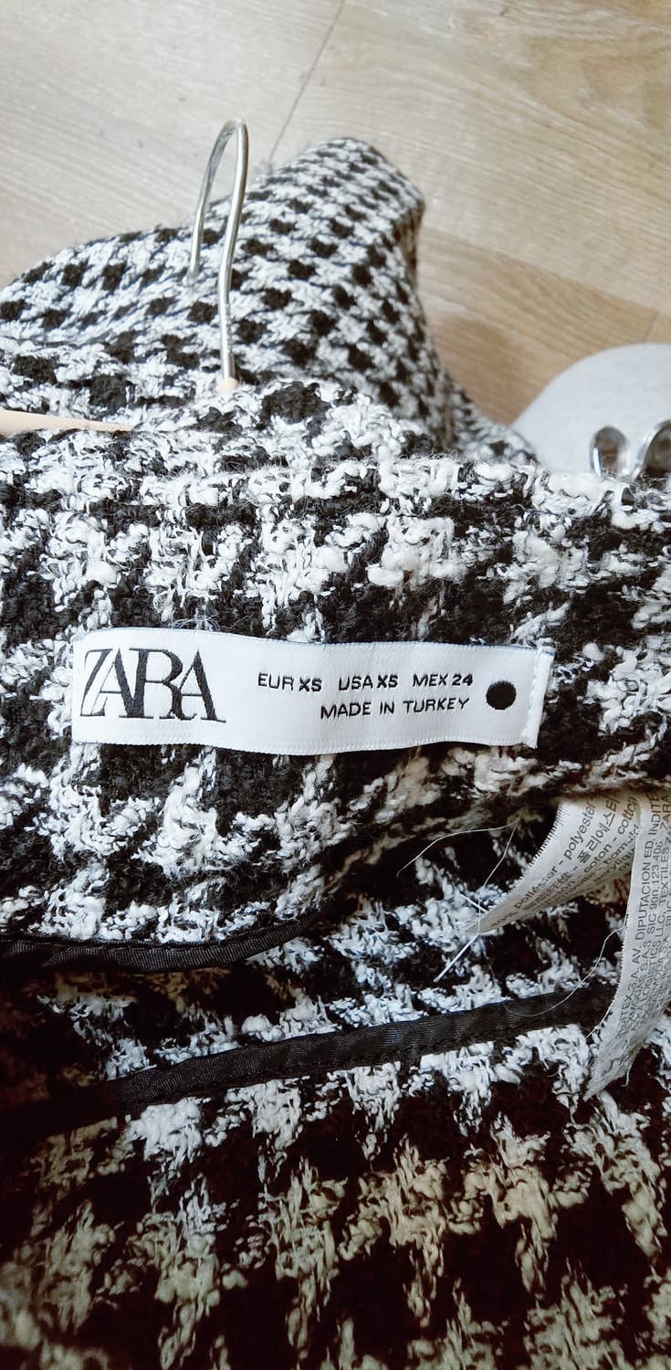 XS) ZARA 자라 체크 와이드팬츠 하이웨스트 트위드팬츠 상품이미지6