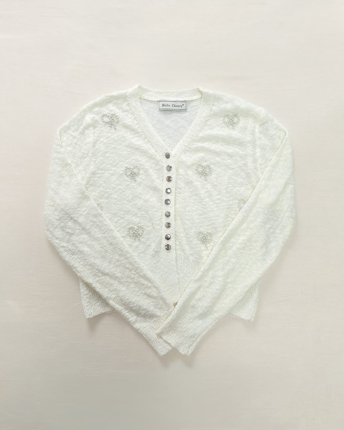 비즈 리본 크림 화이트 가디건 상품이미지2