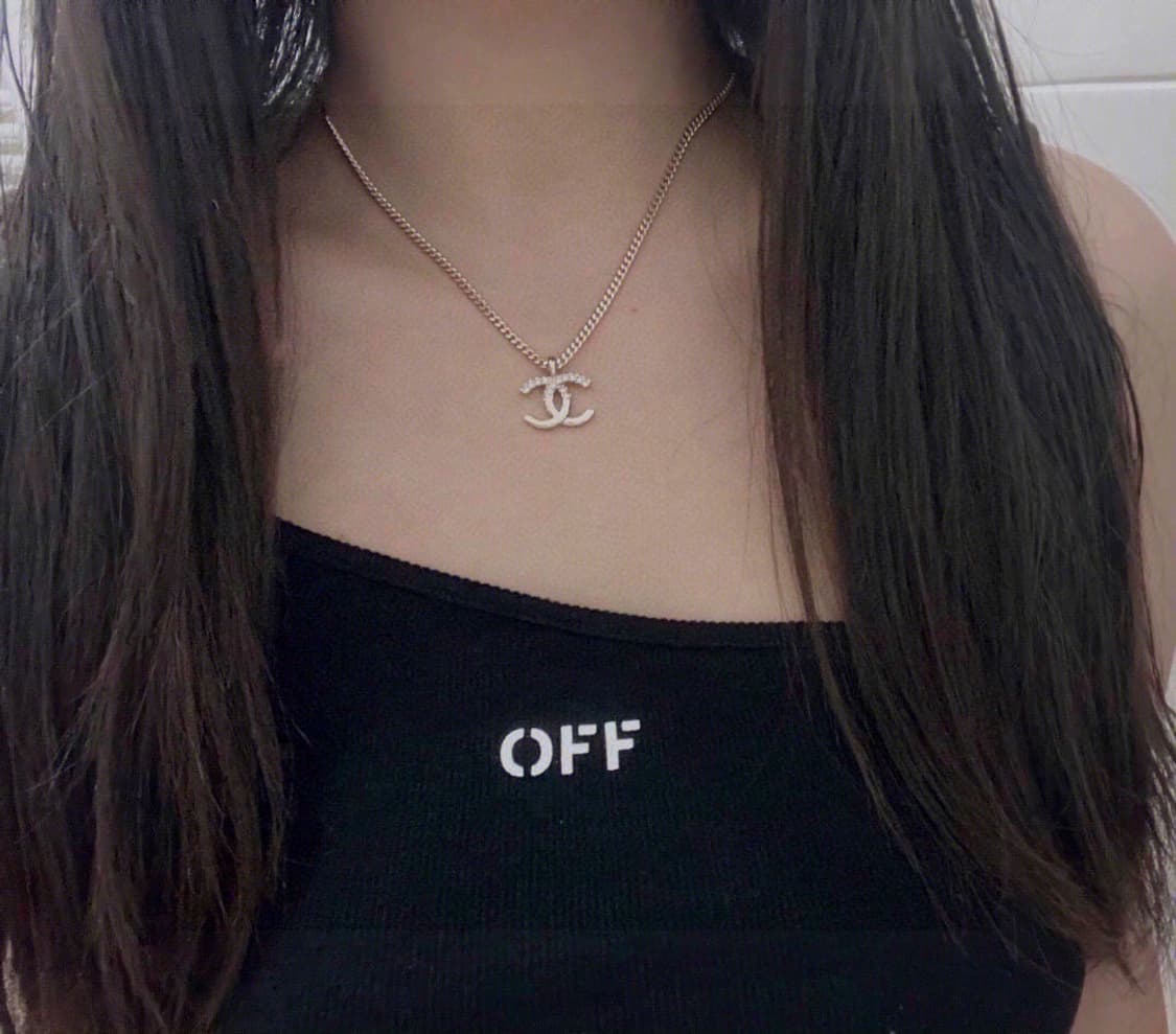 샤넬 cc로고 정품 업사이클링 샴페인 크리스탈 목걸이  상품이미지5