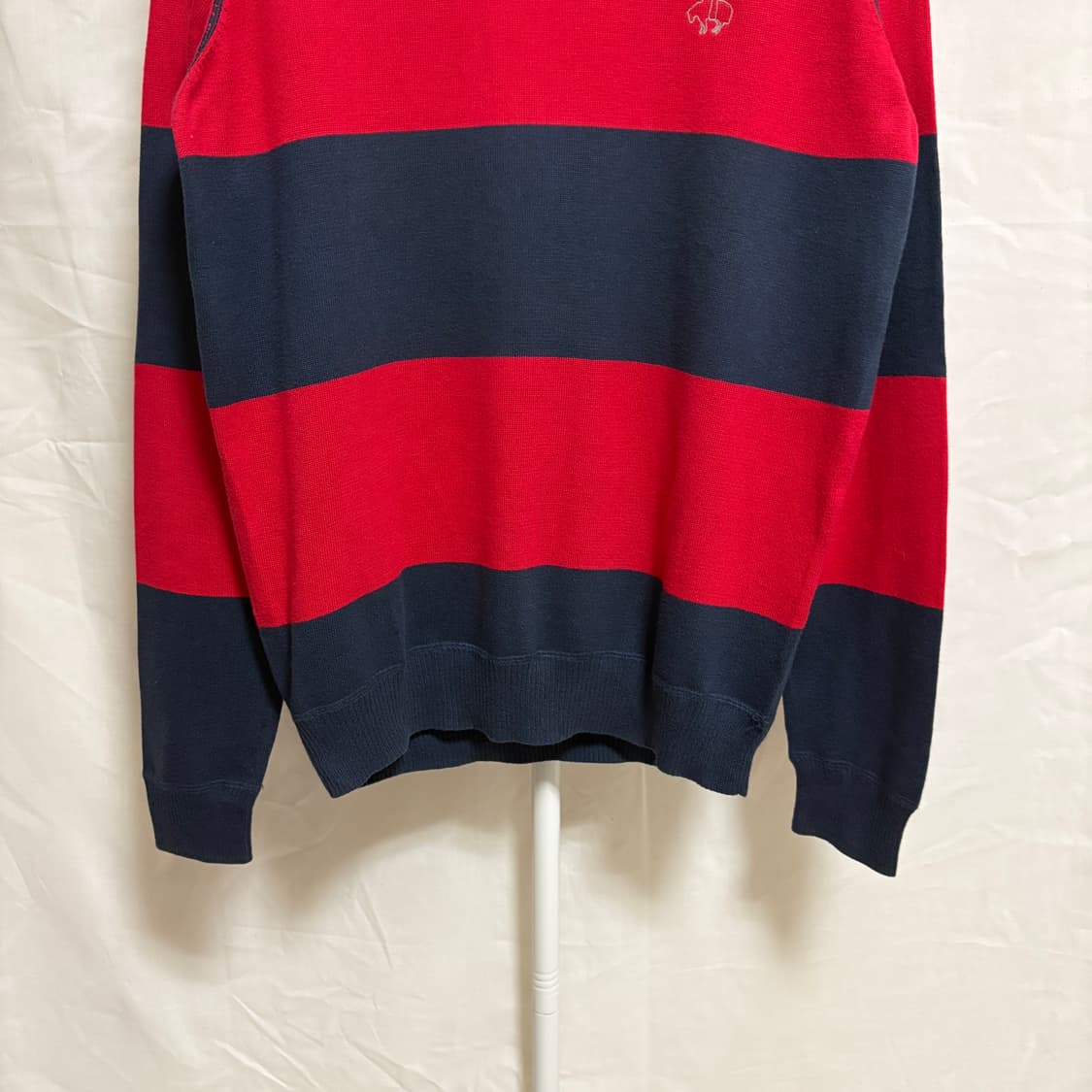 브룩스브라더스 라운드 보더 럭비니트 / 레드-네이비, M 상품이미지3