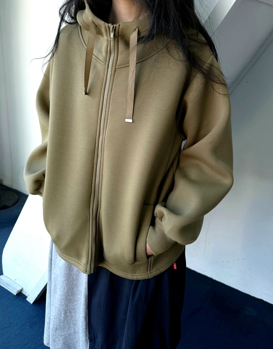 High gauge knitted hood zip parka 상품이미지8