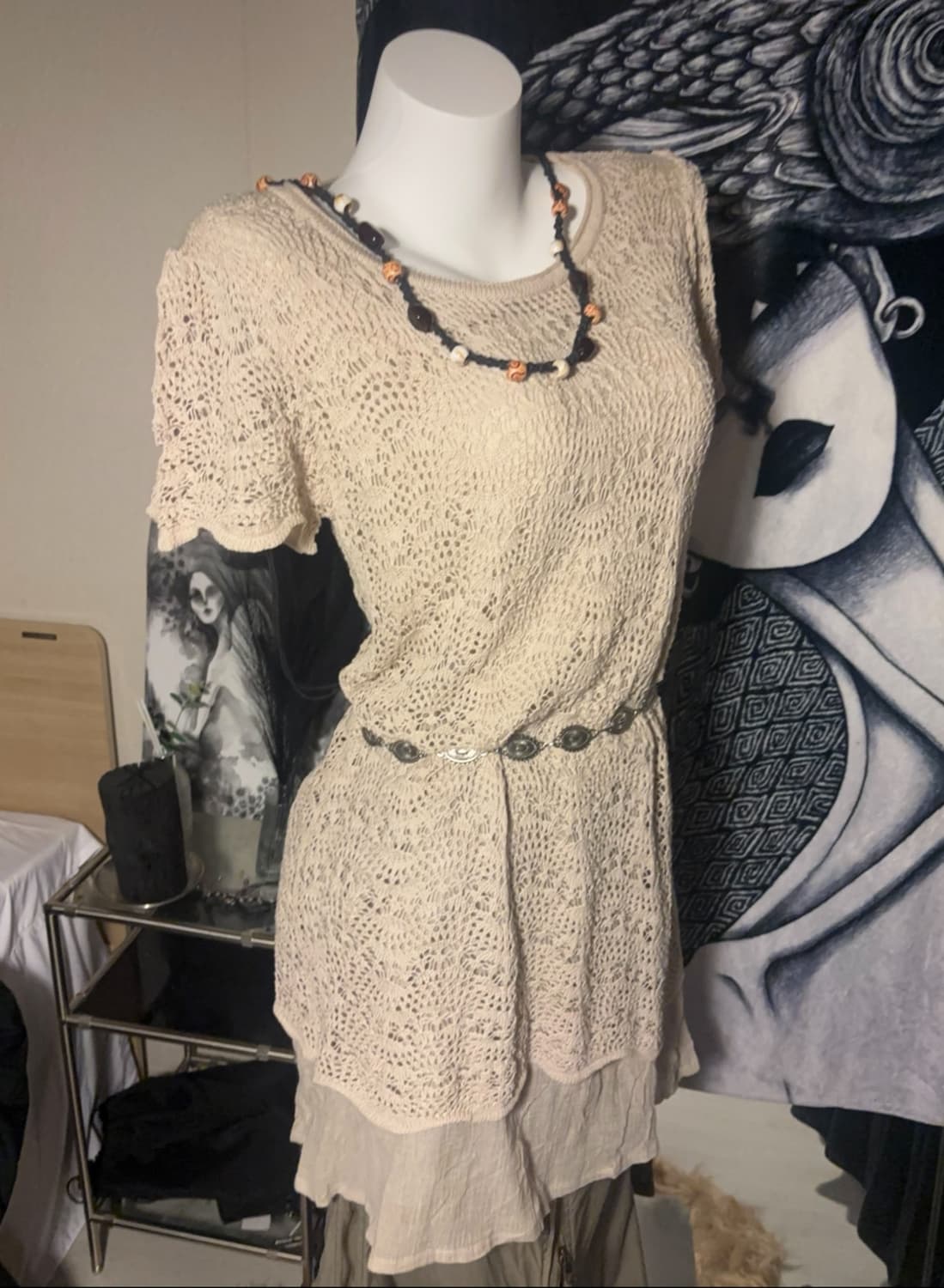 Lace Tunic Vintage Short-Sleeved 상품이미지2