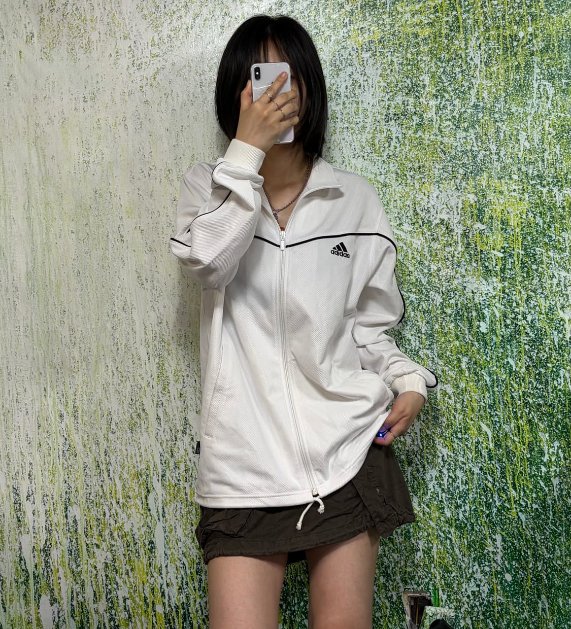 아디다스 스몰로고 화이트 오버핏 져지 M 상품이미지2