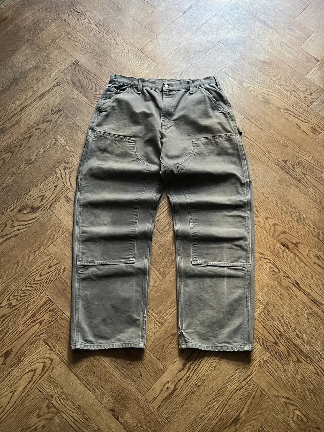 [34]칼하트 USA 더티워싱 차콜그레이 더블니 워크 팬츠 상품이미지1