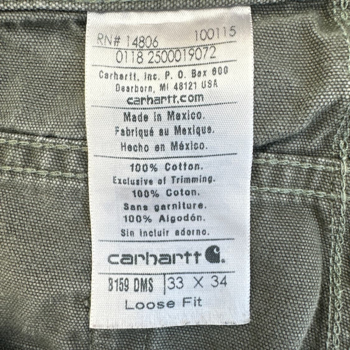 2018 칼하트 B159 DMS 다크모스 캔버스 카펜더 팬츠 상품이미지4