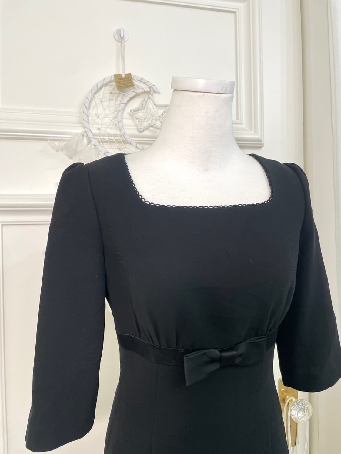 black bow point shirring square-neck opc 상품이미지7