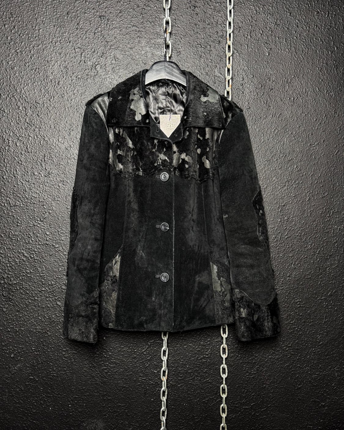 Vintage Pony Hair Panel Leather Jacket   상품이미지7