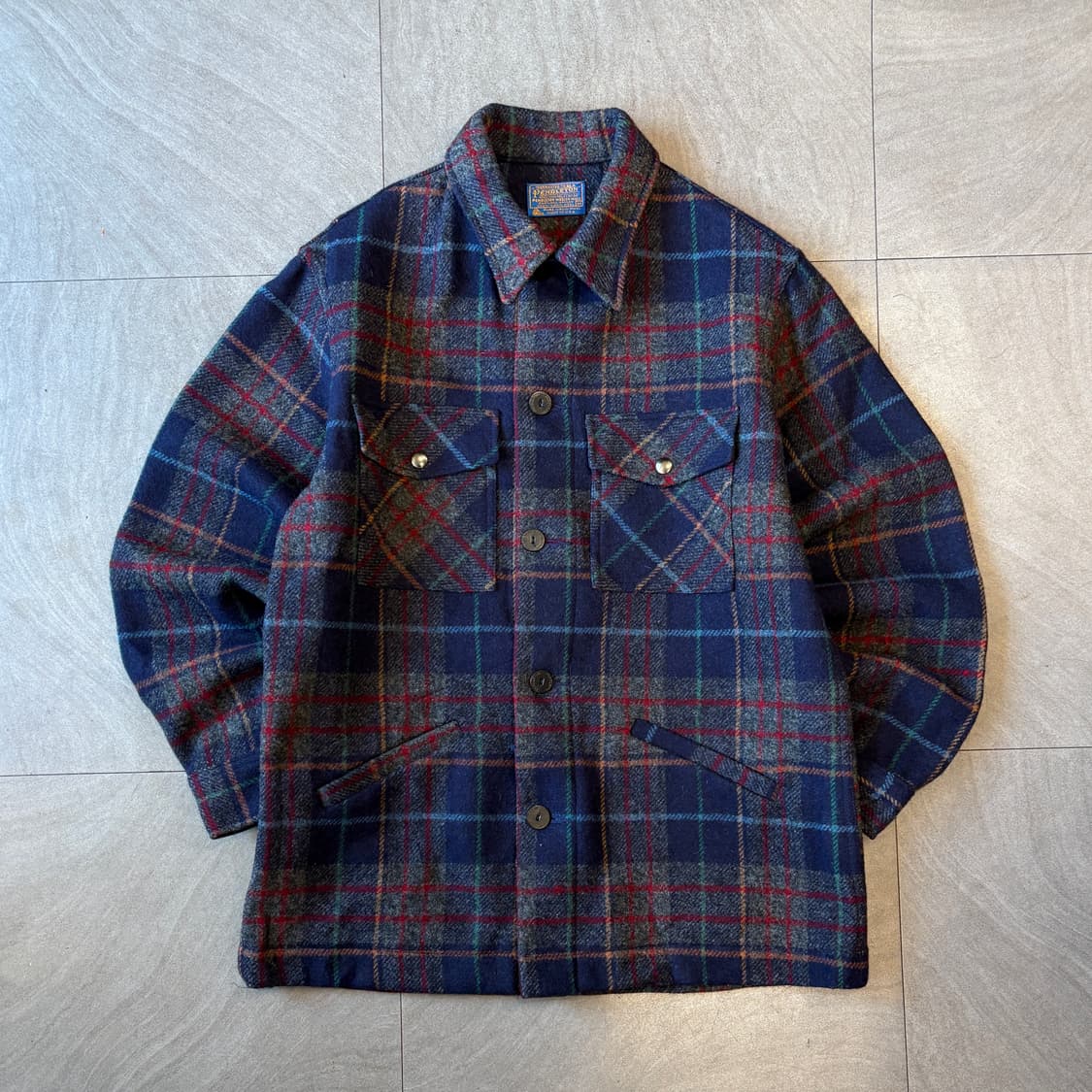 80년대 미국 생산 펜들턴 체크 울 체크 CPO 셔츠 자켓  상품이미지1