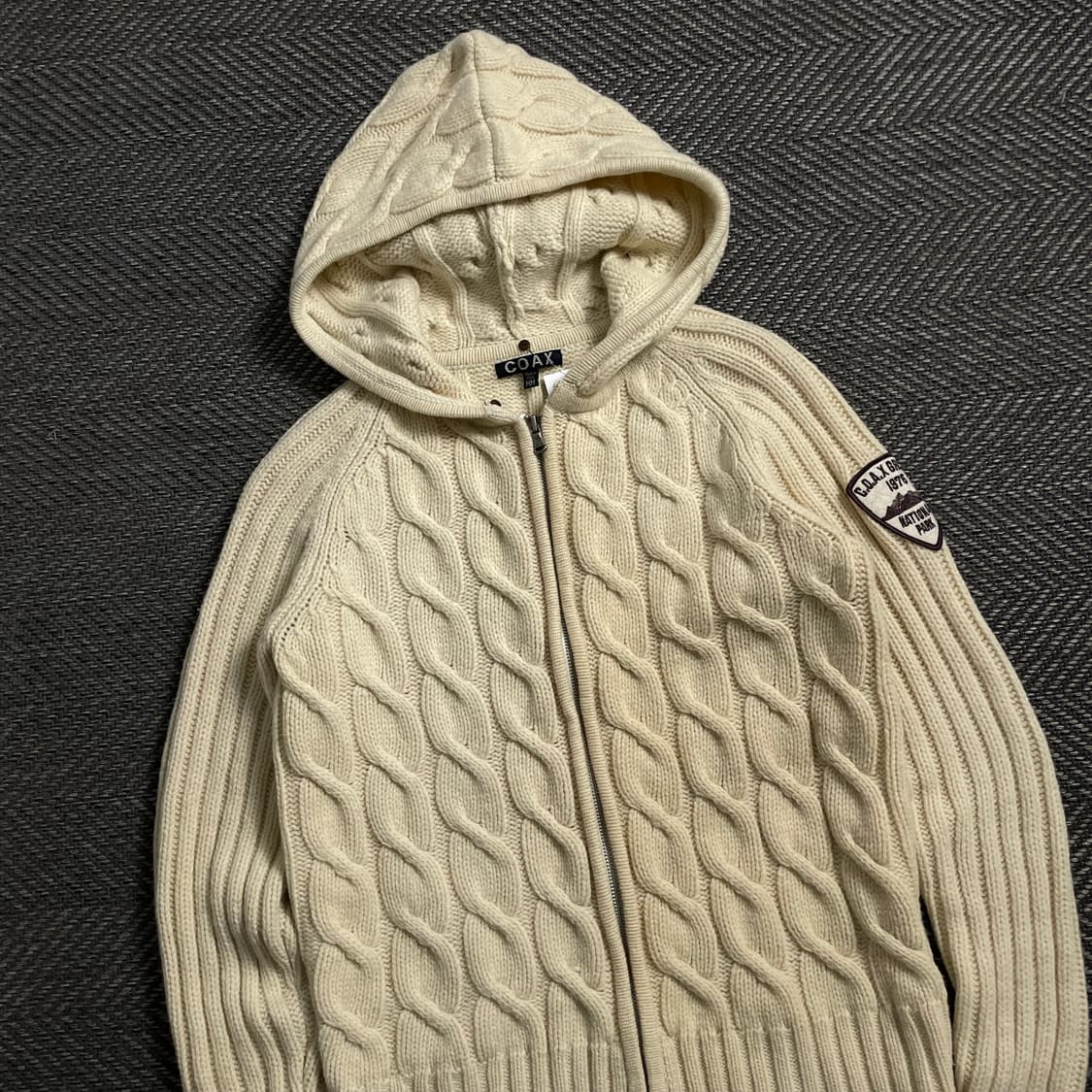 Coax 우먼스 빈티지 꽈베기 케이블 니트 후드 집업y 4056 상품이미지1