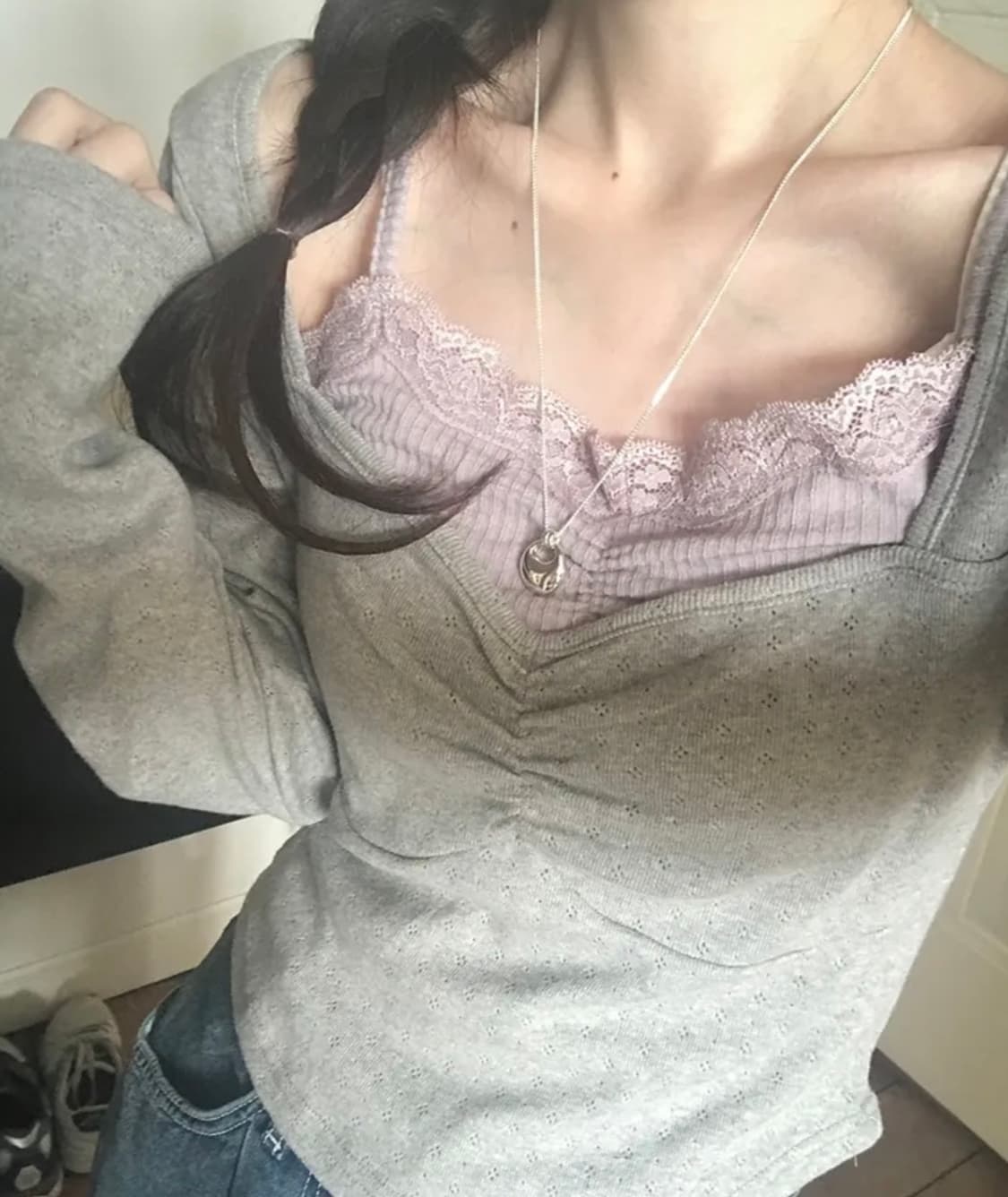 미니포에 디얼즈 레이어드 티셔츠 그레이 상품이미지2