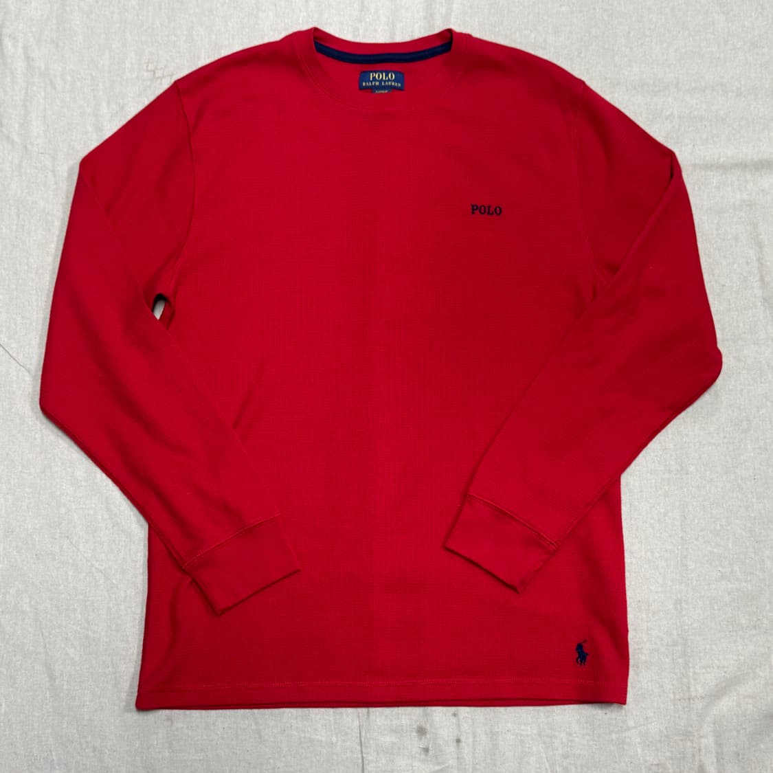 폴로랄프로렌 로고 자수 레드 와플 롱슬리브 L 상품이미지1